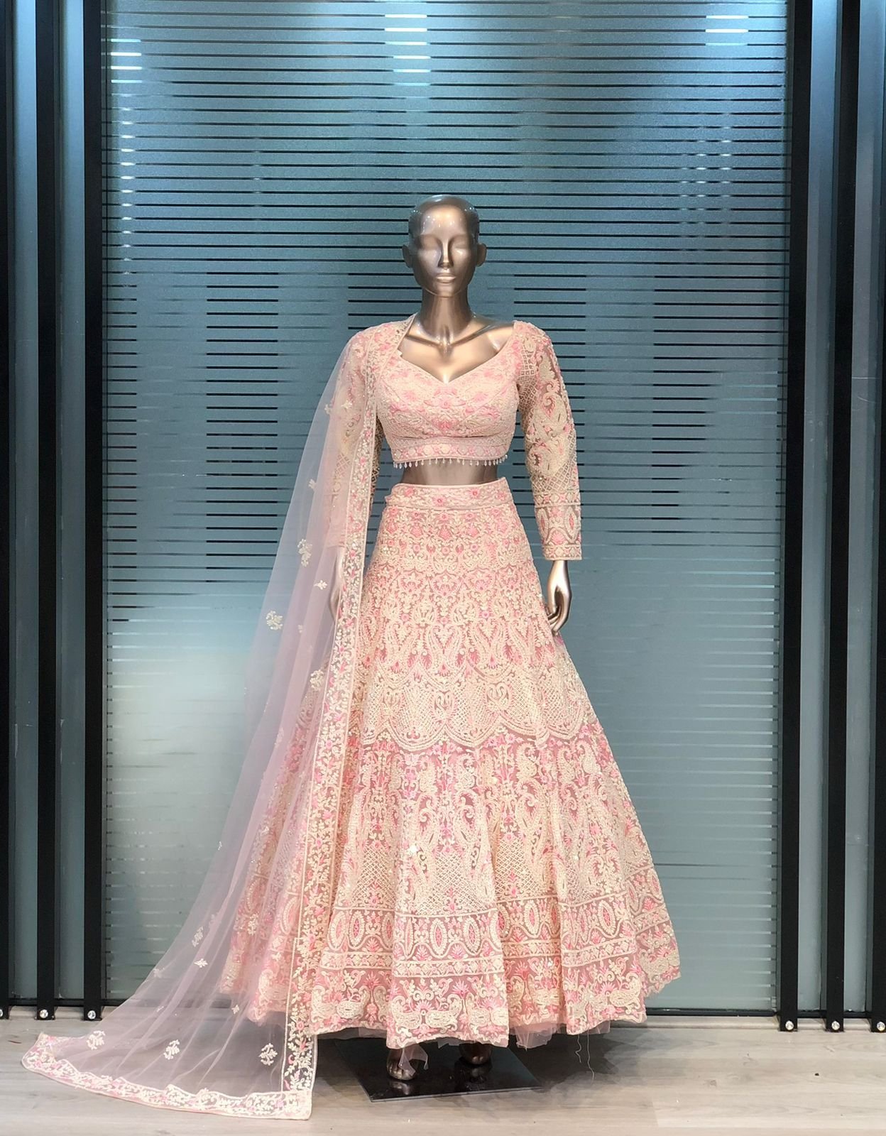Baby Pink Designer Lehenga Choli with Embroidered Dupatta