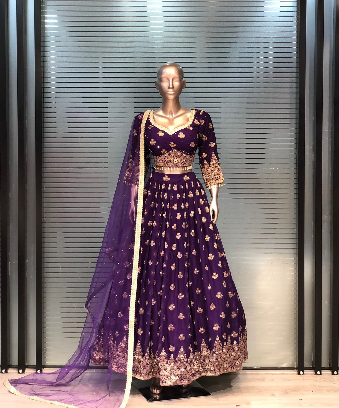 Royal Purple Designer Lehenga Choli with Net Dupatta